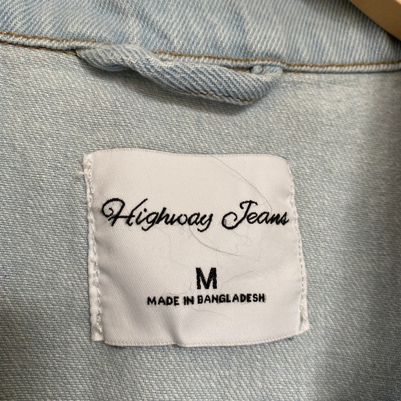 Highway Jeans Denim Plaid Trucker Jacket Women M Blue Tan Oversized NWT - Picture 3 of 9